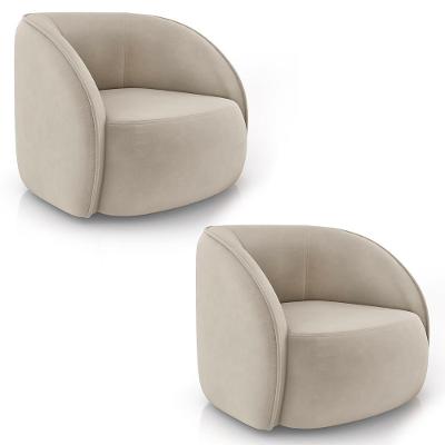 Poltrona Para Sala Orgânica Kit 2 Zion M22 Veludo Bege - Mpozenato