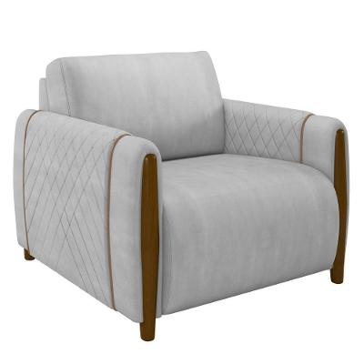Poltrona Decorativa Para Sala De Estar 98cm Amaranto M22 Veludo Cinza - Mpozenato