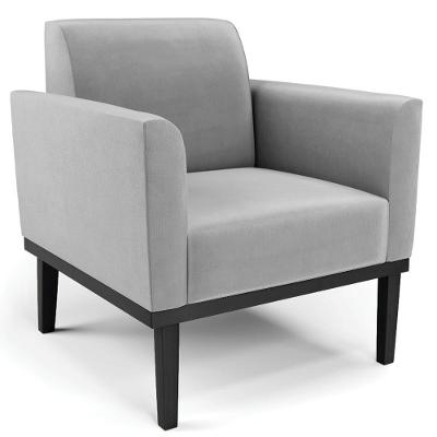 Poltrona Decorativa Base Madeira Preto Maressa Suede Cinza - Ibiza