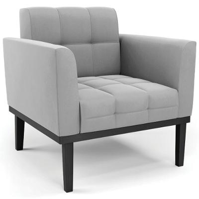 Poltrona Decorativa Base Madeira Preto Ana Suede Cinza - Ibiza