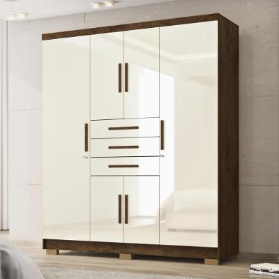 Guarda Roupa Solteiro 6 Portas 3 Gavetas Taurus - Imbuia Champanhe