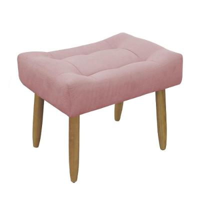 Puff Banqueta Decorativo Pés Madeira Rosa