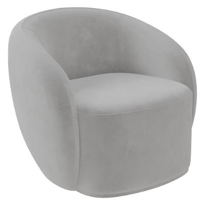 Poltrona Para Sala De Estar Giratória Orgânica Garbin K04 Veludo Cinza - Mpozenato