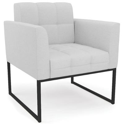 Poltrona Decorativa Base Industrial Preto Ana Linho Cinza - Ibiza
