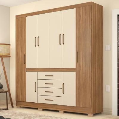 Guarda Roupa Casal 8 Portas E 4 Gavetas New Realce - Amêndola Touch Off White