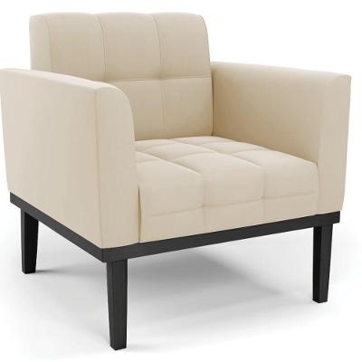 Poltrona Decorativa Base Madeira Preto Ana Suede Bege - Ibiza