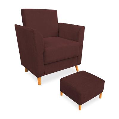 Poltrona De Amamentação Com Puff Flavia Suede Marsala - Pallazio