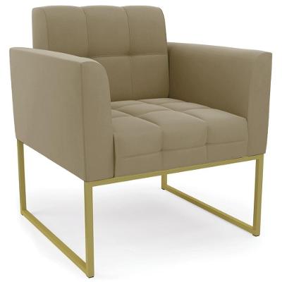 Poltrona Decorativa Base Industrial Dourado Ana Suede Marrom Rt - Ibiza
