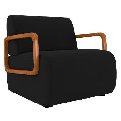 Poltrona Decorativa Orgânica Para Sala Belarus K04 Veludo Preto - Mpozenato