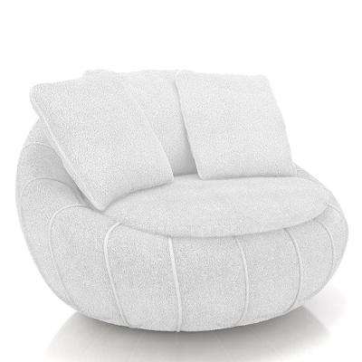 Poltrona Decorativa Redonda Giratória Com Almofadas Saphire M22 Boucle Branco - Mpozenato
