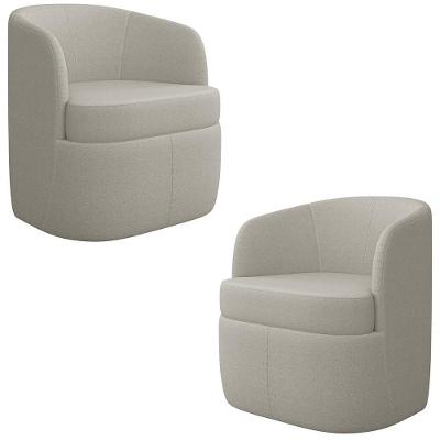 Kit 2 Poltronas Giratória Decorativa Para Sala Dandara K04 Bouclê Bege - Mpozenato