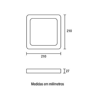 05 Painel Led Play Sobrepor Quadrado 18w Bivolt 6.500k - Branco
