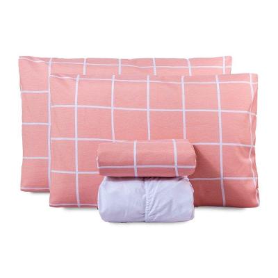 Jogo De Lençol Casal Padrão Classic Estampado 160 Fios 4 Peças - Grid Rose