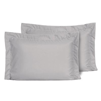 Kit 2 Fronhas Slim Com 3 Abas 50cm X 70cm Micropercal 200 Fios - Cinza