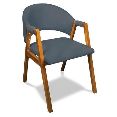Cadeira Sala De Jantar Em Madeira Yara Suede Azul Marinho D03 - D'rossi