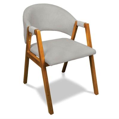 Cadeira Sala De Jantar Em Madeira Yara Suede Cinza D03 - D'rossi