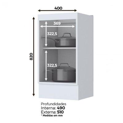 Balcão 1 Porta 40cm Americana Branco - Móveis Henn Branco Hp