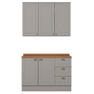Armario Aereo e Balcao 120cm Ce169 Americana Cinza Nature Henn