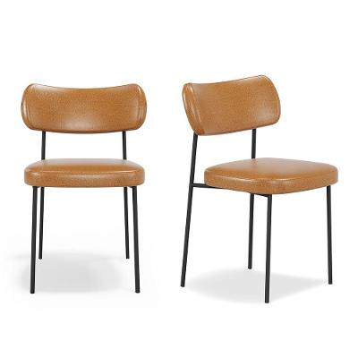 Cadeiras De Jantar Base Ferro Nile Kit 2 Sintético Pu A08 - D'rossi Cor Caramelo
