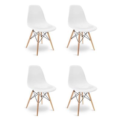 Cadeira Sala De Jantar Kit4 Eiffel Eames Base Madeira Branco F02 - D'rossi