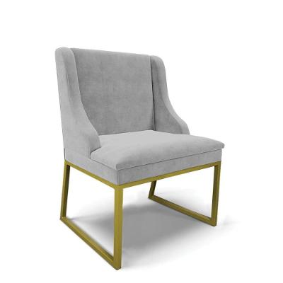 Cadeira Sala De Jantar Industrial Dourado Liz Suede Cinza D03 - D'rossi