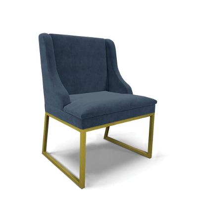 Cadeira Sala De Jantar Industrial Dourado Liz Suede Azul Marinho D03 - D'rossi