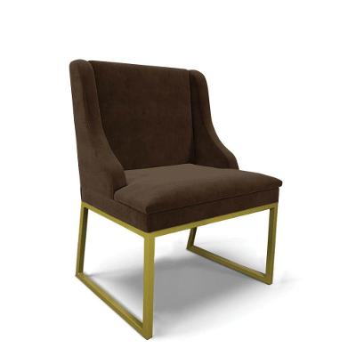 Cadeira Sala De Jantar Industrial Dourado Liz Suede Marrom D03 - D'rossi