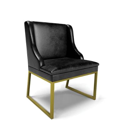 Cadeira Sala De Jantar Industrial Dourado Liz Sintético Pu Preto D03 - D'rossi