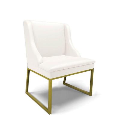 Cadeira Sala De Jantar Industrial Dourado Liz Sintético Branco D03 - D'rossi