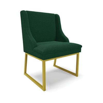 Cadeira Sala De Jantar Industrial Dourado Liz Bouclê Verde D03 - D'rossi