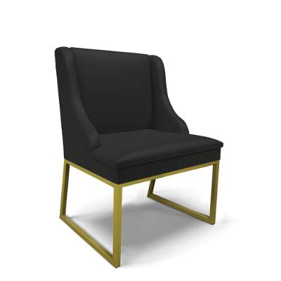 Cadeira Sala De Jantar Industrial Dourado Liz Sintético Preto D03 - D'rossi