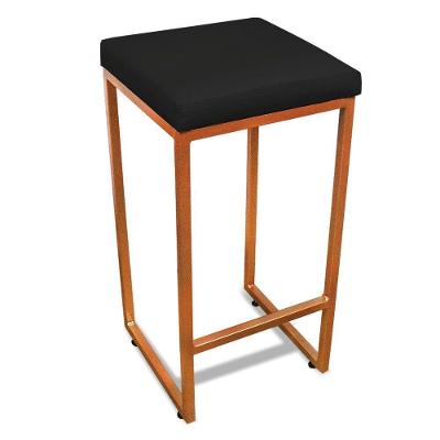Banqueta Alta Para Cozinha Industrial Nick Bronze E Sintético Preto D03 - D'rossi
