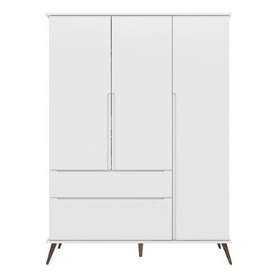 Guarda Roupa Infantil Retrô Alice 3 Portas E 2 Gavetas Branco - Pr Baby Branco