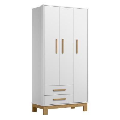 Guarda Roupa Infantil Q Encanto Slim 3 Portas E 2 Gavetas Branco Acetinado - Qmovi Branco Acetinado