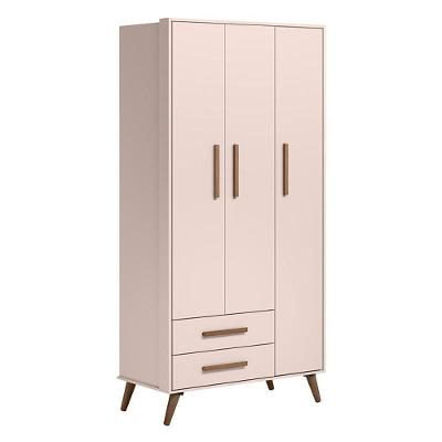 Guarda Roupa Infantil Q Encanto Retrô 3 Portas E 2 Gavetas Rosa - Qmovi Rosa