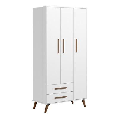 Guarda Roupa Infantil Q Encanto Retrô 3 Portas E 2 Gavetas Branco Acetinado - Qmovi Branco Acetinado