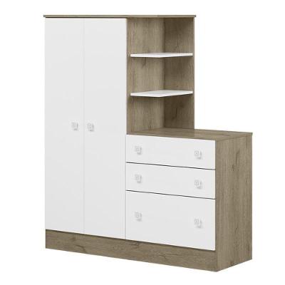 Guarda Roupa Com Cômoda Infantil Doce Sonho 2 Portas E 3 Gavetas Carvalho-branco - Qmovi Carvalho-branco