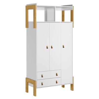 Guarda Roupa Infantil Fantasia 3 Portas E 2 Gavetas Com Nicho Branco Acetinado - Qmovi Branco Acetinado