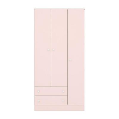 Guarda Roupa Infantil 3 Portas E 2 Gavetas Doce Sonho Rosa Acetinado - Qmovi Rosa Acetinado