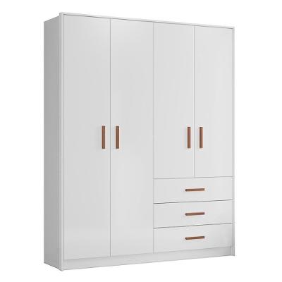 Guarda Roupa Infantil Pérola 4 Portas E 3 Gavetas Branco - Peternella Móveis Branco