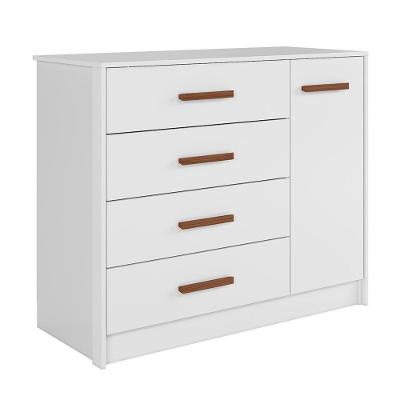 Cômoda Infantil Pérola 1 Porta E 4 Gavetas Branco - Peternella Móveis Branco