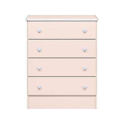 Cômoda Infantil 4 Gavetas Doce Sonho Rosa Acetinado - Qmovi Rosa Acetinado