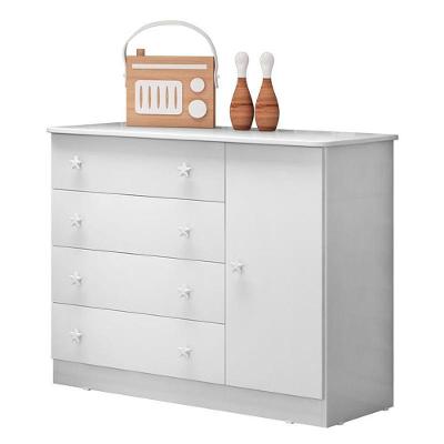 Cômoda Infantil 1 Porta E 4 Gavetas Doce Sonho Branco - Qmovi Branco