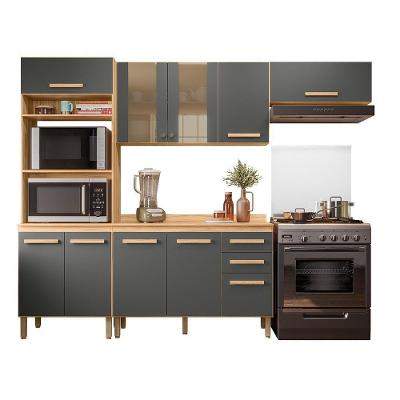 Cozinha Modulada Intenza Madre 4 Peças Freijó-chumbo - Nicioli Freijó-chumbo