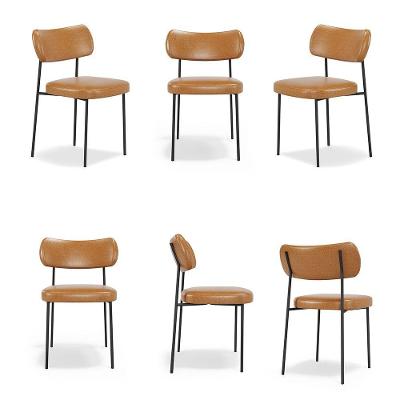Cadeiras De Jantar Base Ferro Nile Kit 6 Sintético Pu A08 - D'rossi Cor Caramelo
