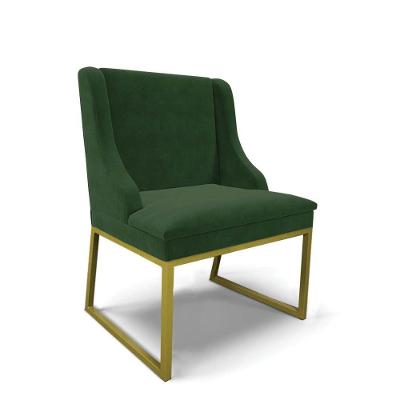 Cadeira Sala De Jantar Industrial Dourado Liz Suede Verde D03 - D'rossi