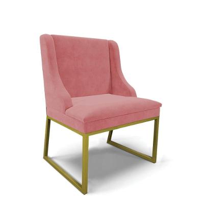 Cadeira Sala De Jantar Industrial Dourado Liz Suede Rosê D03 - D'rossi