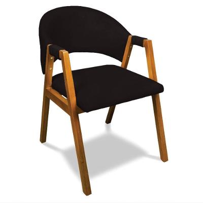 Cadeira Sala De Jantar Em Madeira Yara Suede Preto D03 - D'rossi