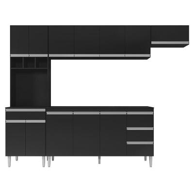 Cozinha Modulada Andréia 5 Peças 274cm Preto - Ajl Móveis Preto