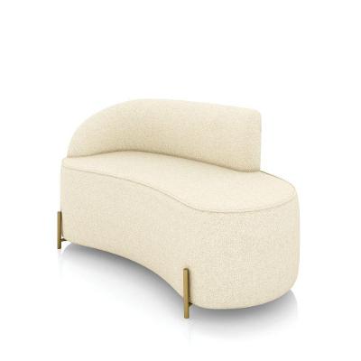 Sofá 2 Lugares Orgânico 140cm Pé Dourado Morgan Linho Bege D03 - D'rossi